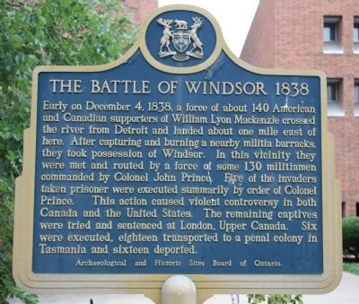 The Battle of Windsor - 1838 Marker. Click for full size. The Battle of Windsor - 1838 Marker image. Click for full size.