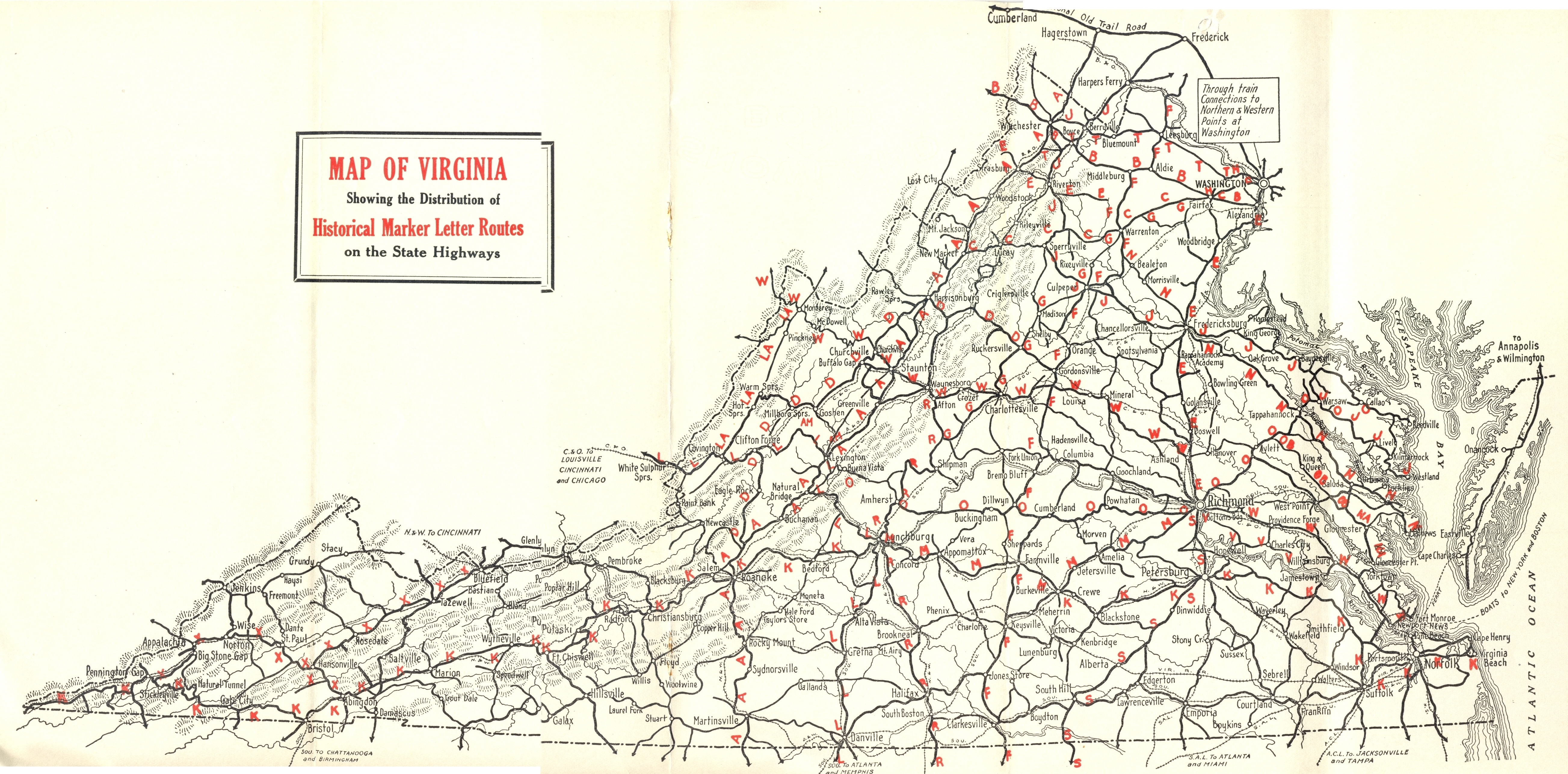 1929 Virginia Historical Marker Letter Routes