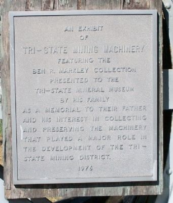 Tri-State Mining Machinery Marker. Click for full size. Tri-State Mining Machinery Marker image. Click for full size.