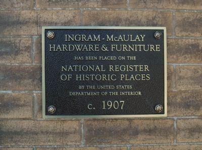 Ingram McAulay Hardware & Furniture Marker. Click for full size. Ingram McAulay Hardware & Furniture Marker image. Click for full size.