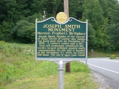 Joseph Smith Monument Marker. Click for full size. Joseph Smith Monument Marker image. Click for full size.