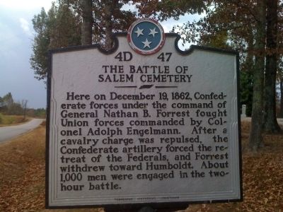 The Battle of Salem Cemetery Marker image. Click for full size.