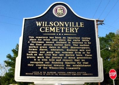 Wilsonville Cemetery Marker. Click for full size. Wilsonville Cemetery Marker image. Click for full size.