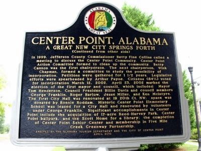 Reverse Side of Marker - "Center Point, AL" image. Click for full size.