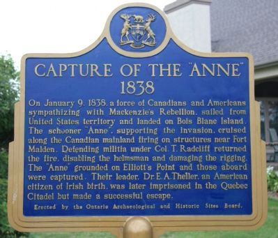 Capture of the Anne, 1838 Marker image. Click for full size.