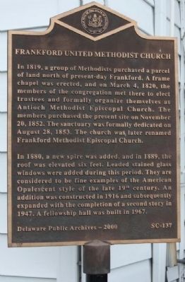 Frankford United Methodist Church Marker image. Click for full size.