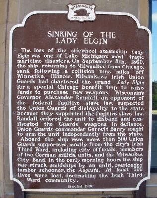 Sinking of the Lady Elgin Marker image. Click for full size.