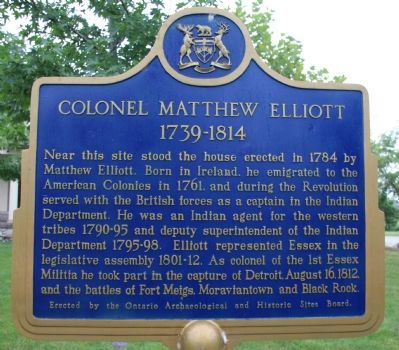 Colonel Matthew Elliott Marker image. Click for full size.