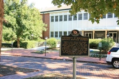 University Of Montevallo National Historic District Marker and the Carmichael Library image. Click for full size.