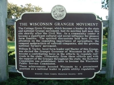 The Wisconsin Granger Movement Marker image. Click for full size.