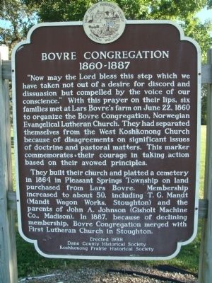 Bovre Congregation Marker. Click for full size. Bovre Congregation Marker image. Click for full size.