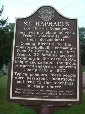 St. Raphael's Frenchtown Cemetery Marker image. Click for full size.