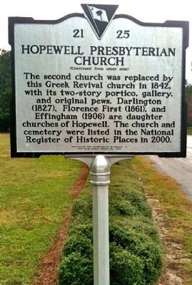 Hopewell Presbyterian Church Marker (reverse) image. Click for full size.
