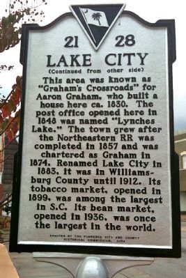 Lake City Marker (reverse). Click for full size. Lake City Marker (reverse) image. Click for full size.