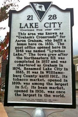Lake City Marker (reverse) image. Click for full size.