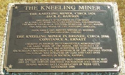 The Kneeling Miner Monument Marker image. Click for full size.