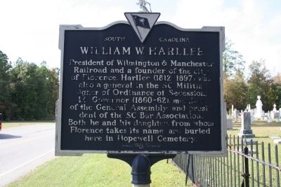 William W. Harllee Marker (reverse view) image. Click for full size.