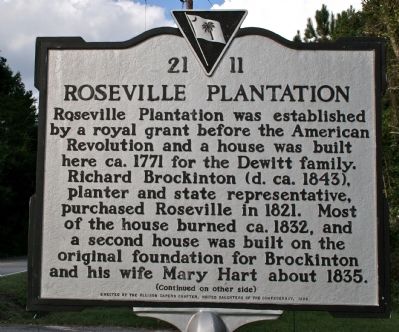 Roseville Plantation Marker (front) image. Click for full size.
