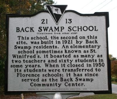 Back Swamp School Marker image. Click for full size.