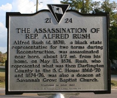 The Assassination Of Rep. Alfred Rush Marker (front) image. Click for full size.