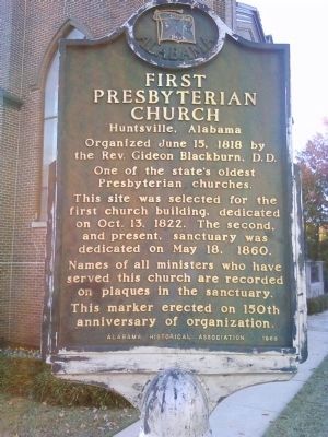 First Presbyterian Church Marker. Click for full size. First Presbyterian Church Marker image. Click for full size.