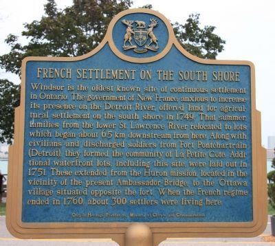 French Settlement on the South Shore Marker - English image. Click for full size.