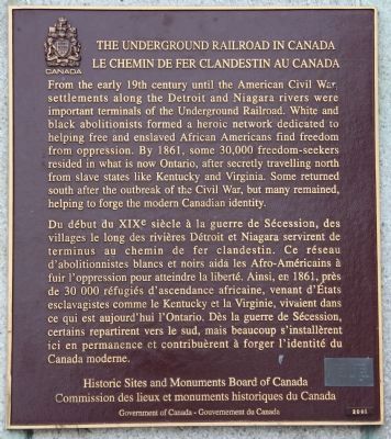 The Underground Railroad in Canada Marker image. Click for full size.