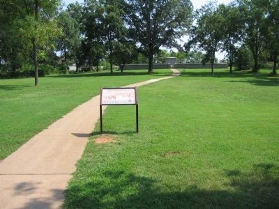 Marker with the Cemetery and Monument in the Background image. Click for full size.