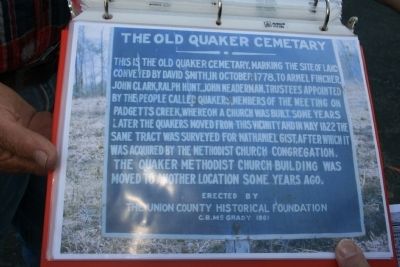 THE OLD QUAKER CEMETARY Marker. Click for full size. THE OLD QUAKER CEMETARY Marker image. Click for full size.