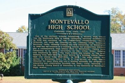 Montevallo High School Marker Side B image. Click for full size.