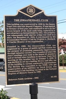 The Zwaanendael Club Marker. Click for full size. The Zwaanendael Club Marker image. Click for full size.