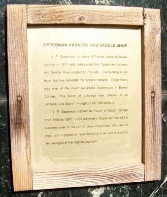 Opperman Harness and Saddle Shop Marker. Click for full size. Opperman Harness and Saddle Shop Marker image. Click for full size.