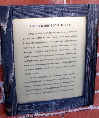 Polster Dry Goods Store Marker. Click for full size. Polster Dry Goods Store Marker image. Click for full size.