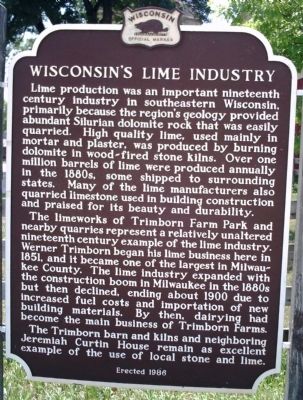 Wisconsin's Lime Industry Marker image. Click for full size.