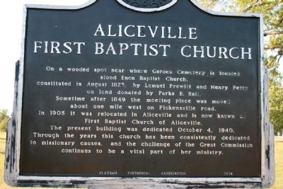 Aliceville First Baptist Church Marker image. Click for full size.
