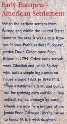 Honea Path Marker - Front<br>Early European-American Settlement image. Click for full size.