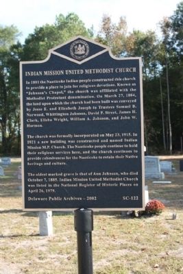 Indian Mission United Methodist Church Marker image. Click for full size.