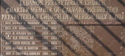 Lebanon Presbyterian Church Rght Plaque image. Click for full size.