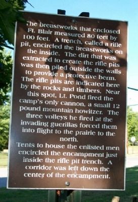 Fort Blair Breastworks Marker. Click for full size. Fort Blair Breastworks Marker image. Click for full size.