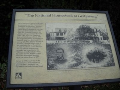“The National Homestead at Gettysburg” Marker image. Click for full size.