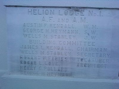 Helion Lodge No. 1 cornerstone image. Click for full size.