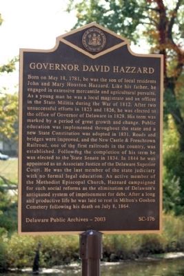 Governor David Hazzard Marker image. Click for full size.
