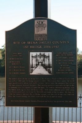 Site of Selma-Dallas County’s 1st Bridge 1884-1940 Marker. Click for full size. Site of Selma-Dallas County’s 1st Bridge 1884-1940 Marker image. Click for full size.