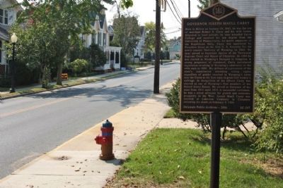 Governor Joseph Maull Carey Marker, looking south along Federal Street (DE 5) image. Click for full size.