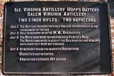Salem Virginia Artillery Marker image. Click for full size.