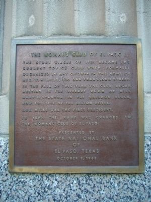 The Woman's Club of El Paso Marker image. Click for full size.