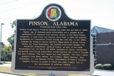 Pinson, Alabama Marker (Side B) image. Click for full size.