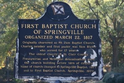 First Baptist Church Of Springville Marker image. Click for full size.