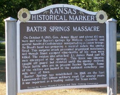 Baxter Springs Massacre Marker image. Click for full size.