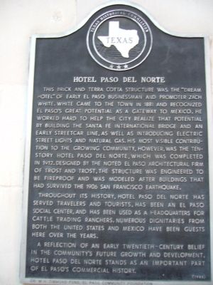 Hotel Paso Del Norte Marker image. Click for full size.
